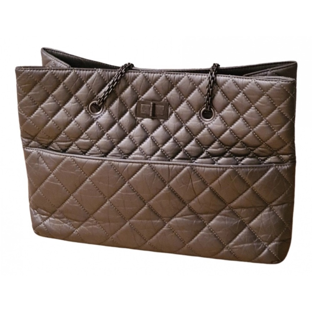 Chanel Reissue 2.55 Shopping Tote Large Aged Calfskin Metallic Silver